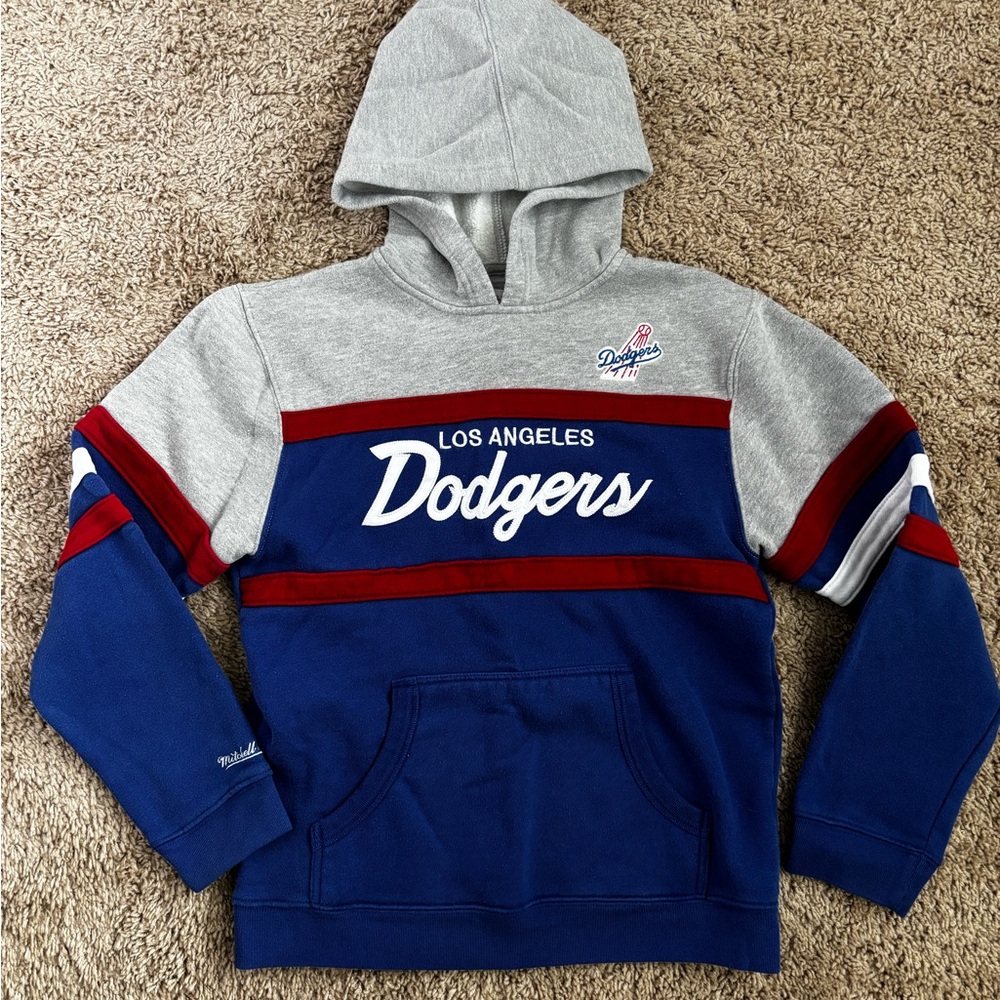 Mitchell & Ness Los Angeles Dodgers Kids Hoodie - Gray, Blue, and Red